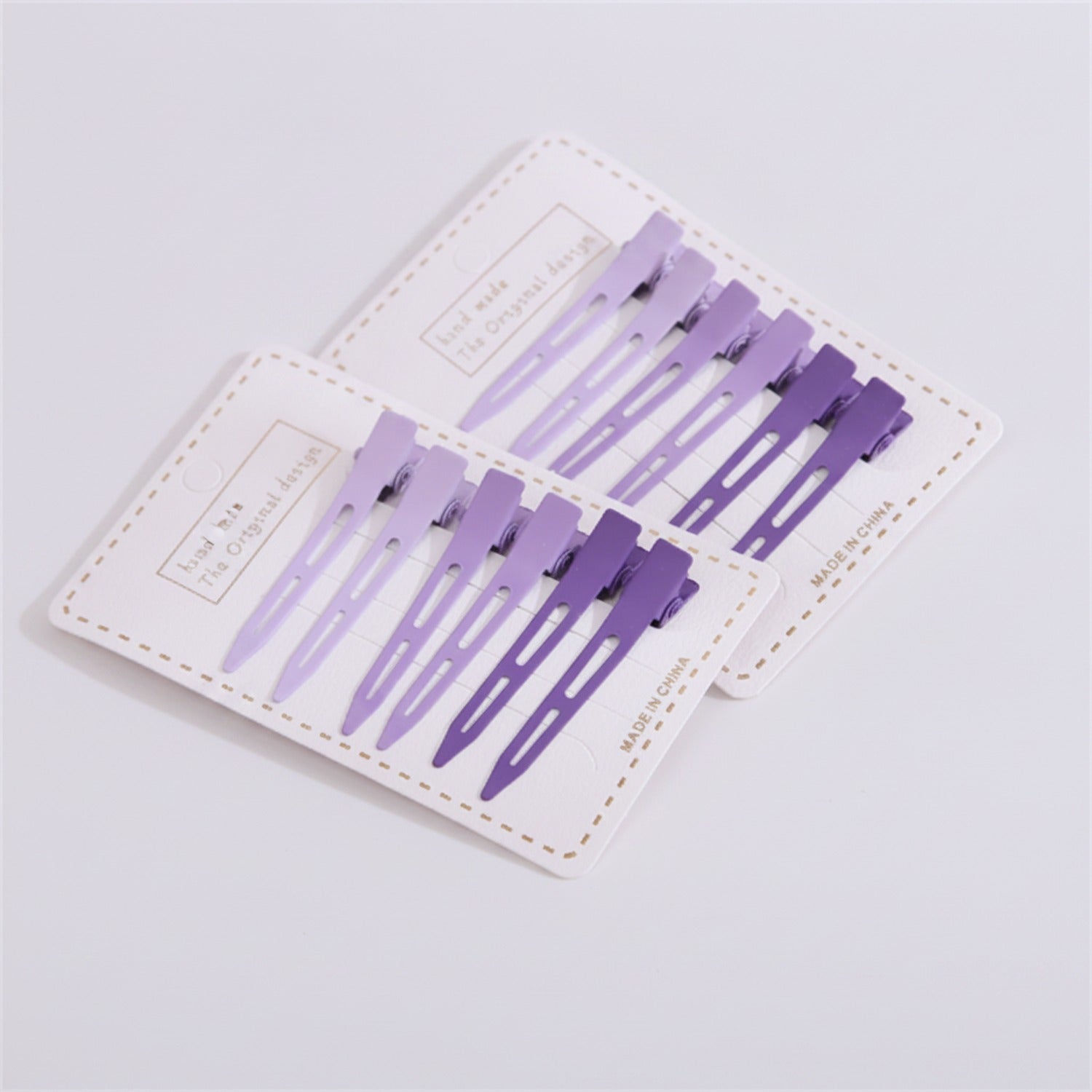 Purple Ombre Hair Clip Set With Black Tips
