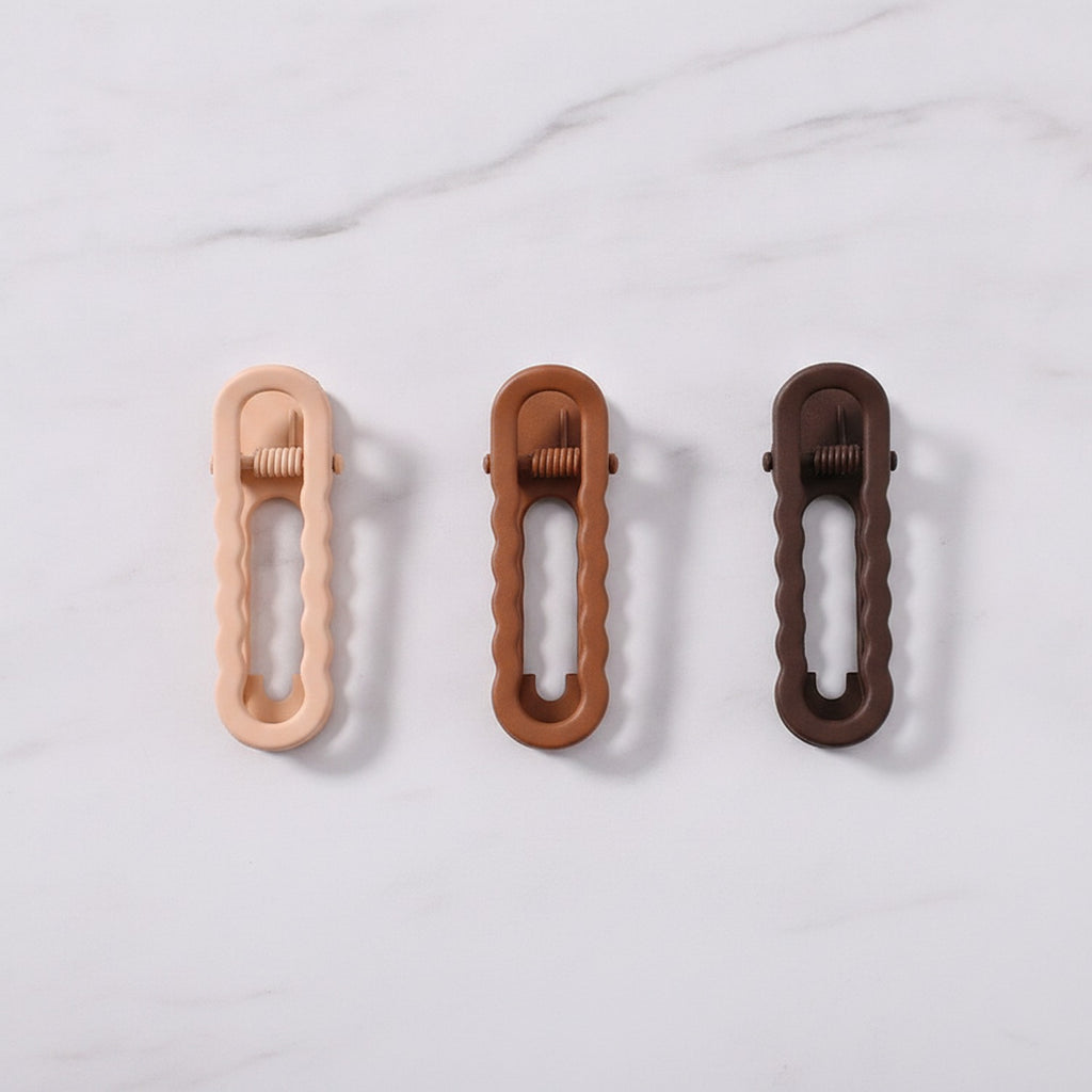 Textured Oval Hair Clips in Warm Tones Set – hair accessories (view 2)