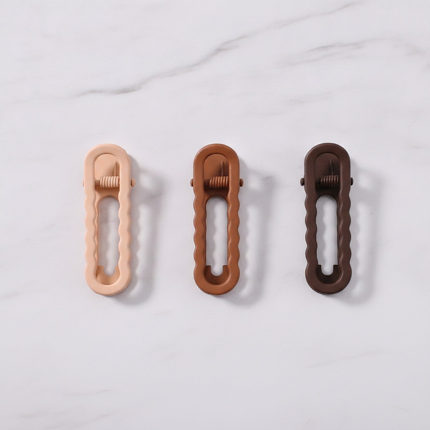 Textured Oval Hair Clips in Warm Tones Set