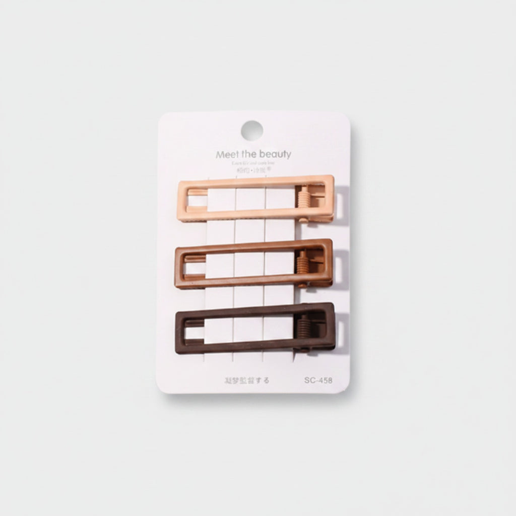 Minimalist Rectangle Hair Clips Trio Set