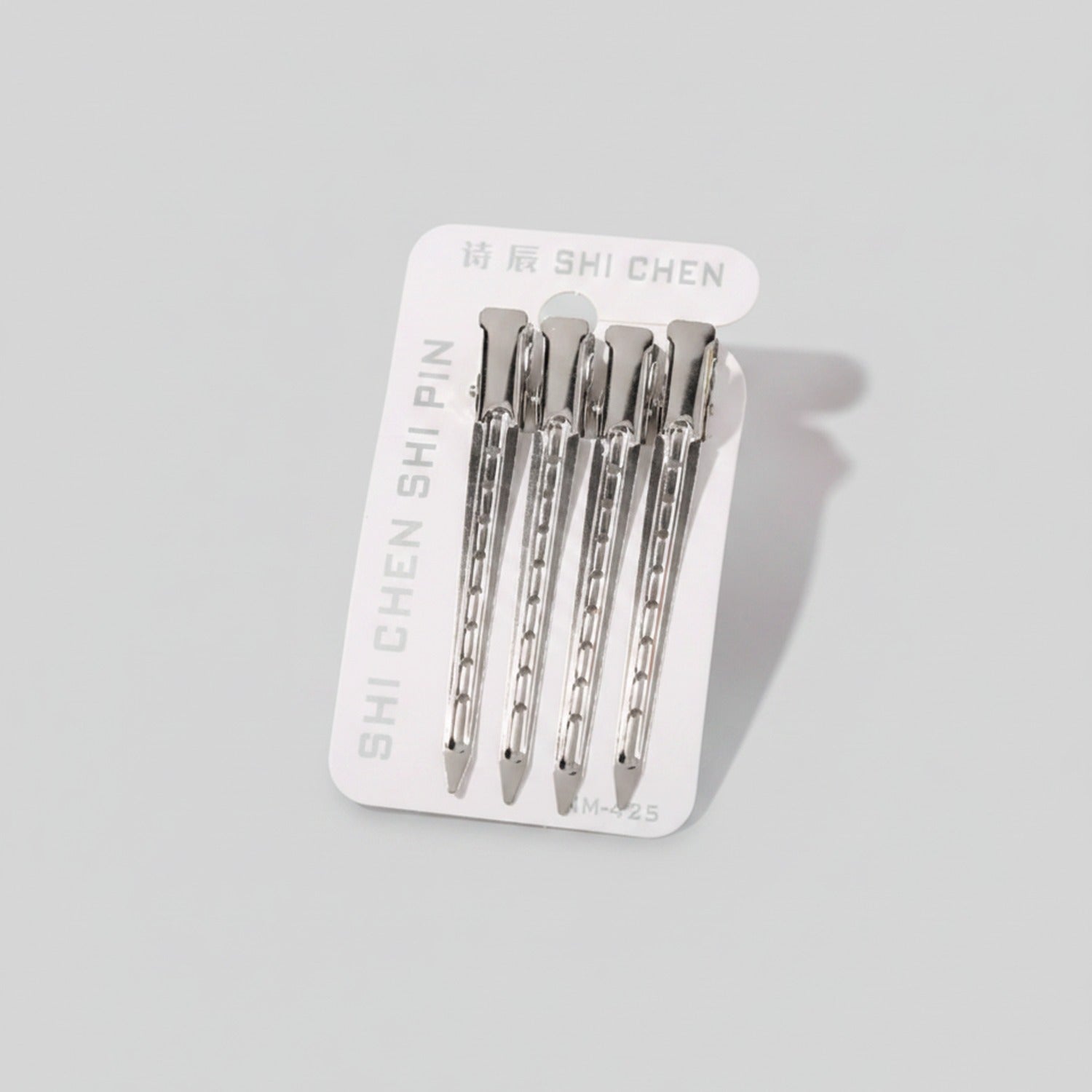 Silver Minimalist Hair Clips Set With Geometric Pattern
