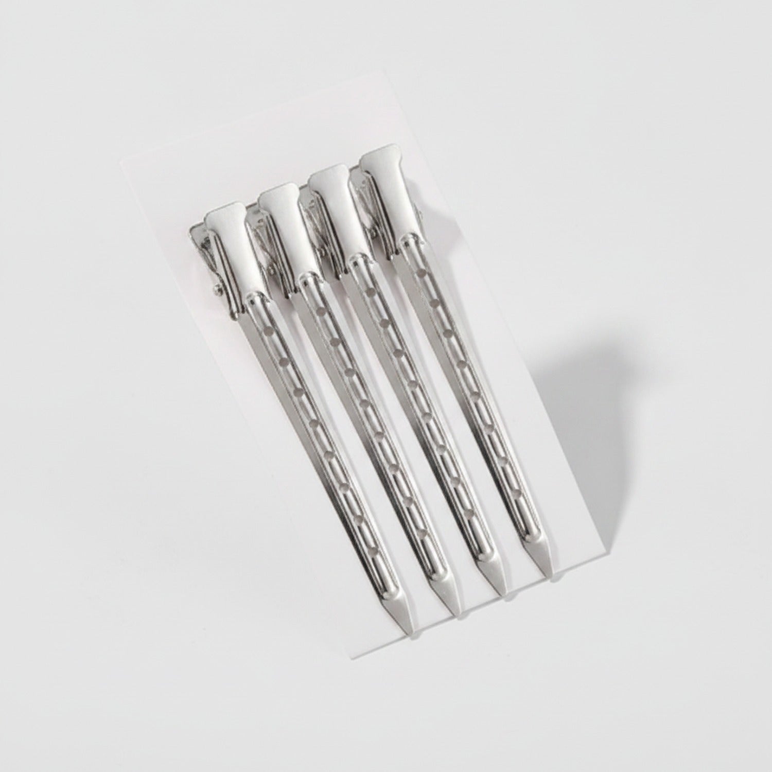Silver Minimalist Hair Clips Set With Geometric Pattern