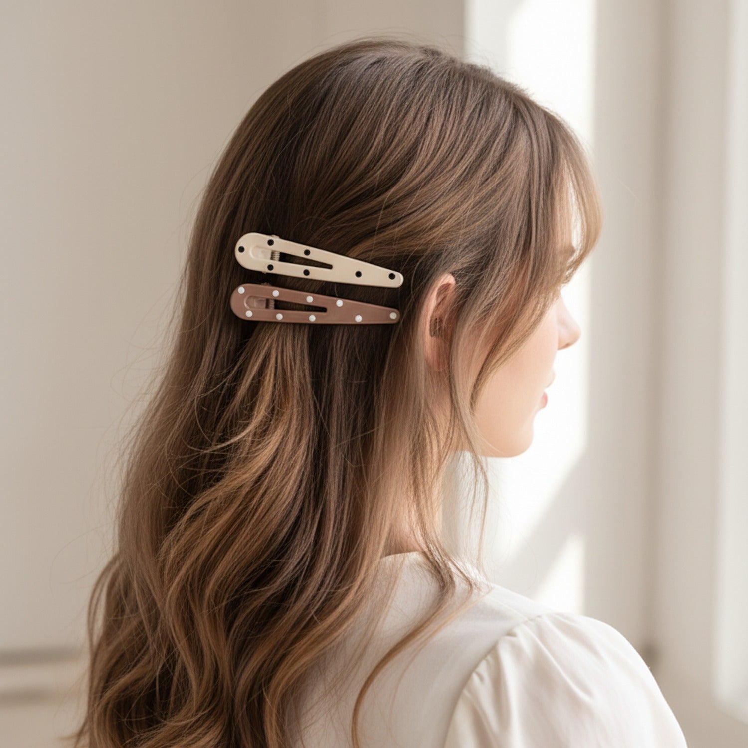 Pearl Dotted Snap Hair Clips Set