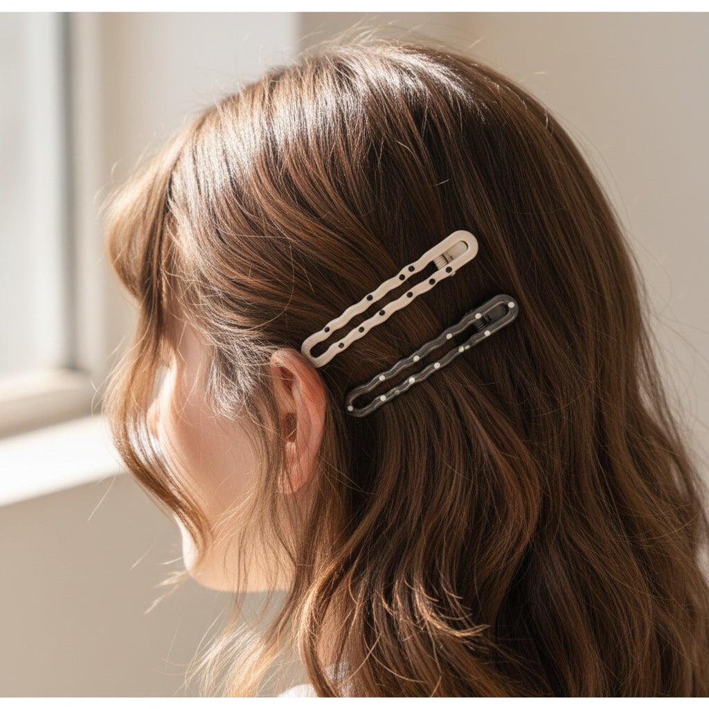 Wavy Hair Clips Set In Neutral Tones