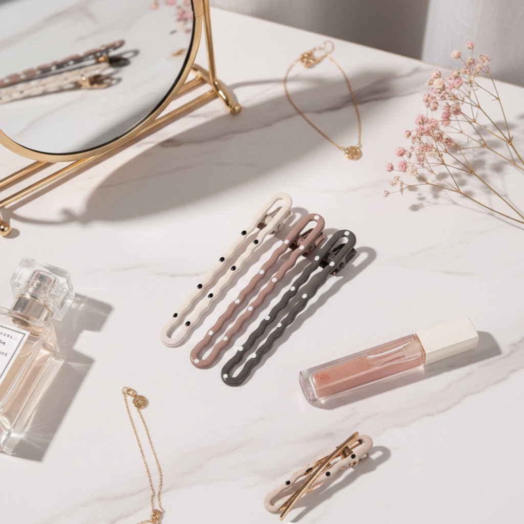 Wavy Hair Clips Set In Neutral Tones – hair accessories (view 3)