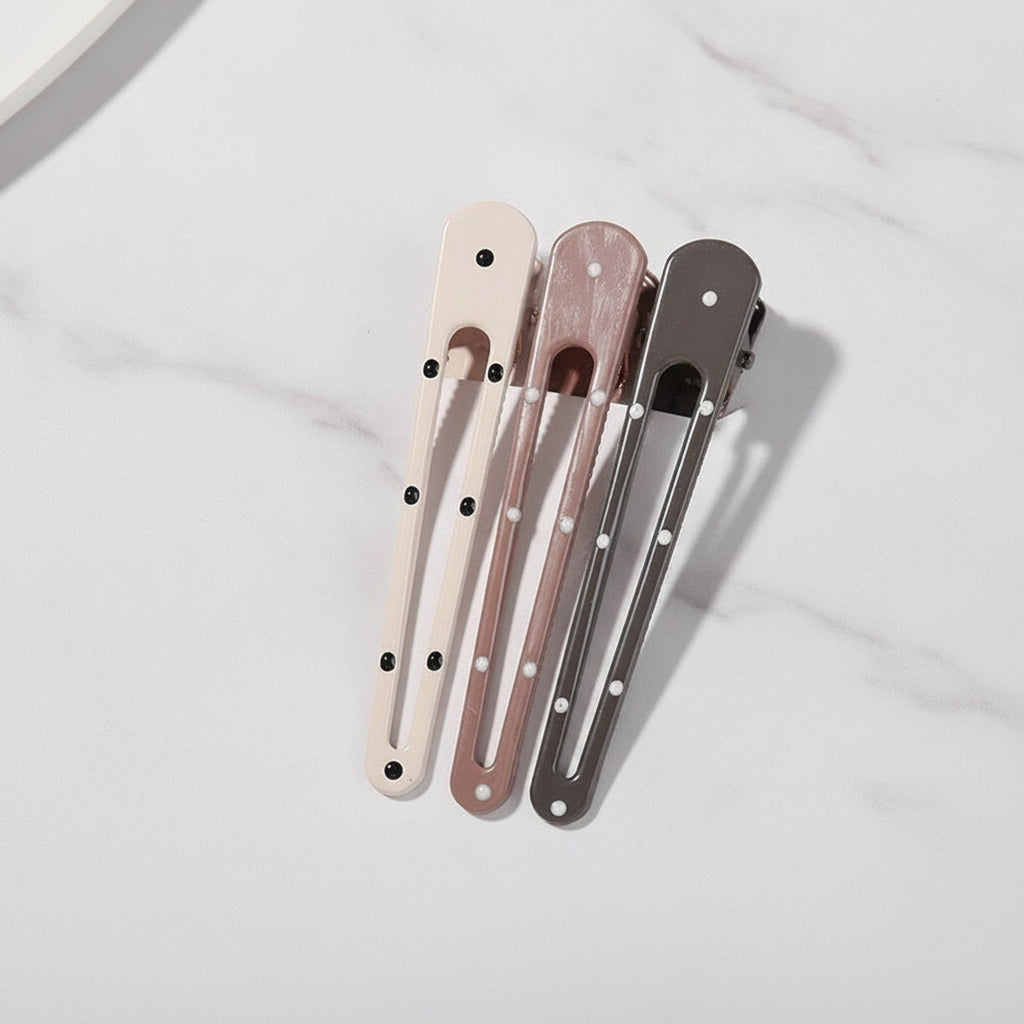 Minimalist Metal Hair Clips Neutral Tone Set – hair accessories (view 2)