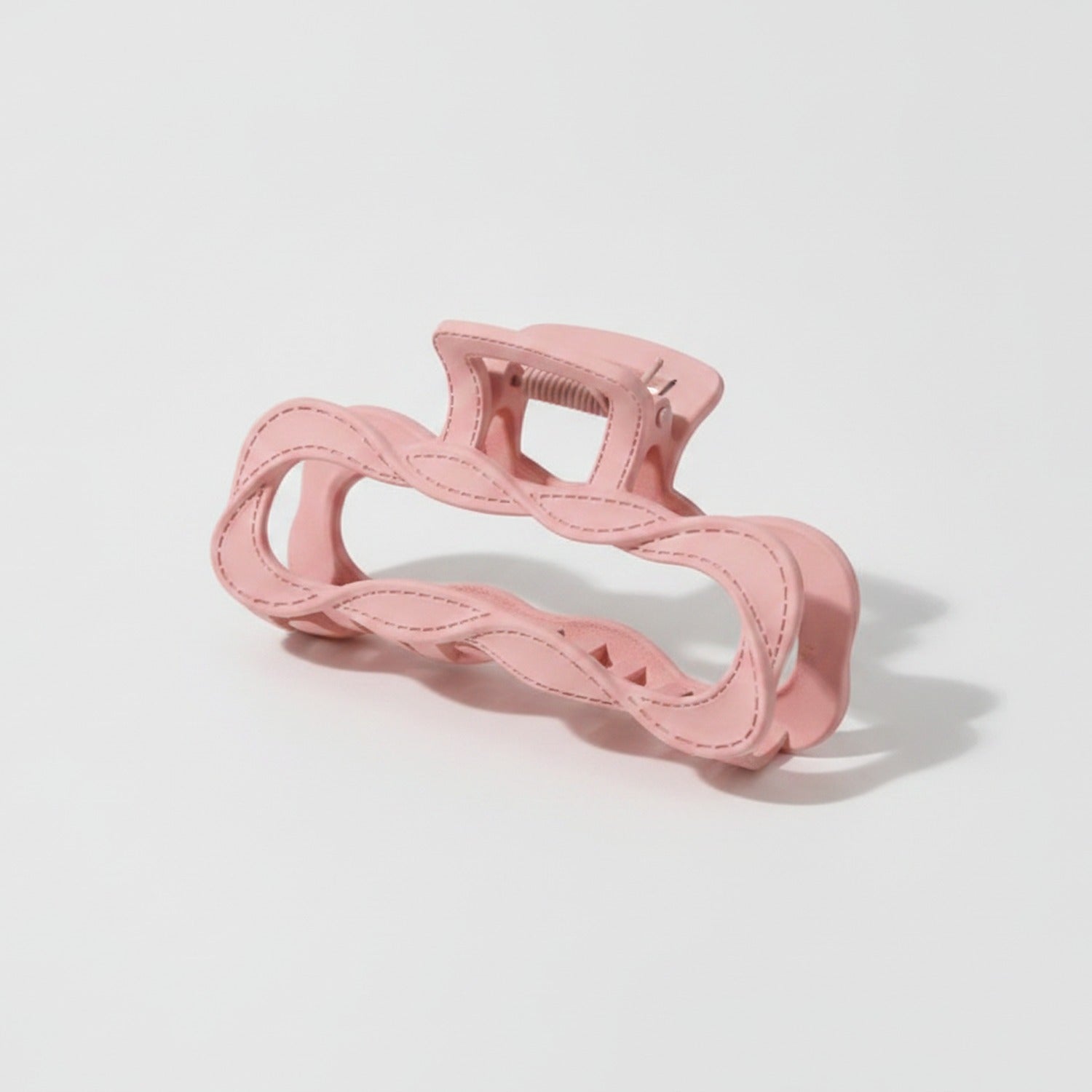 Wavy Claw Hair Clip with Textured Grip - Pink 9.7cm
