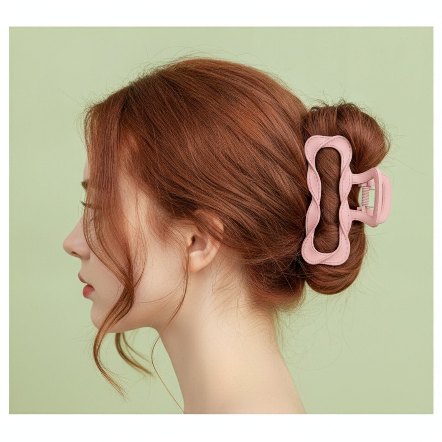 Wavy Claw Hair Clip with Textured Grip - Pink 9.7cm