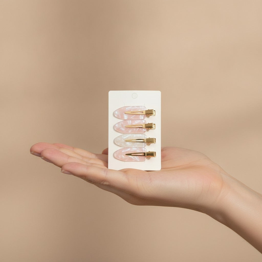 Iridescent Oval Hair Clip Set – hair accessories (view 3)