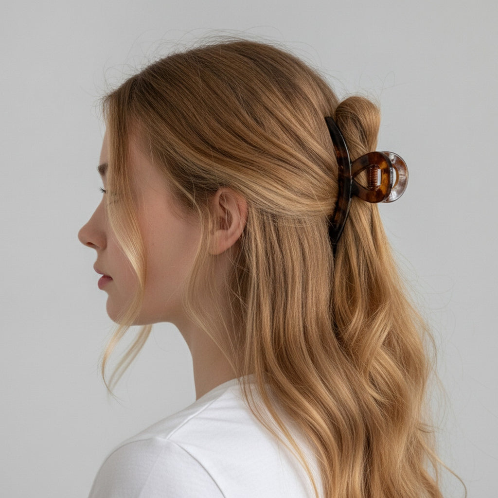 Tortoiseshell Brown Claw Hair Clip Beaded – hair accessories (view 2)