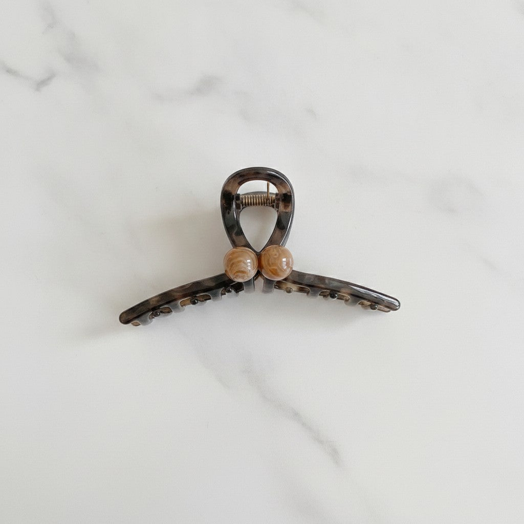 Wood Bead Hair Claw Clip Tortoiseshell
