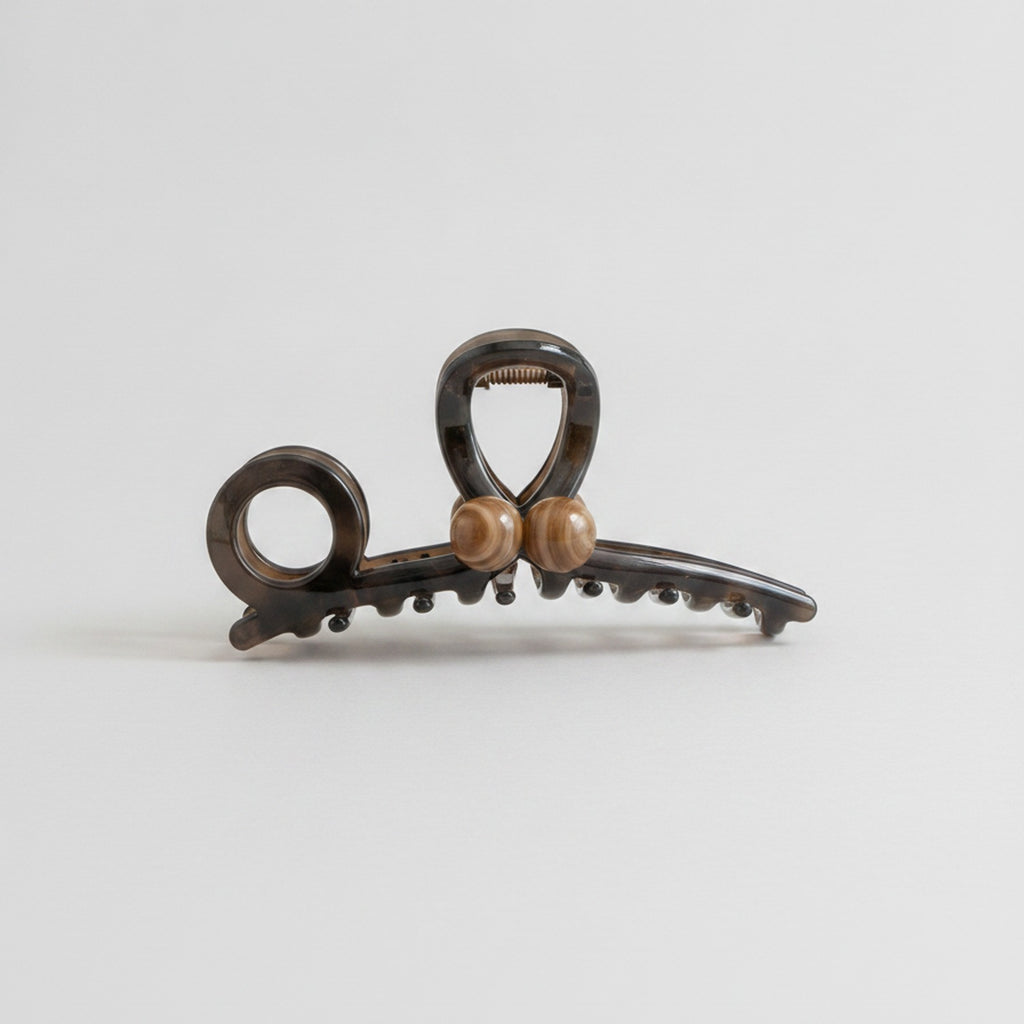 Wood Bead Hair Claw Clip Tortoiseshell – hair accessories (view 1)