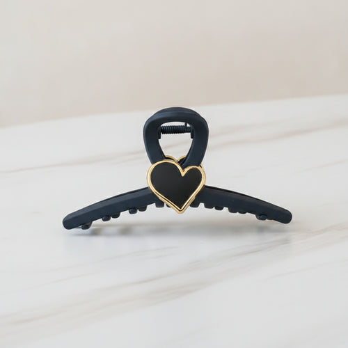 Black Heart Charm Hair Claw Clip