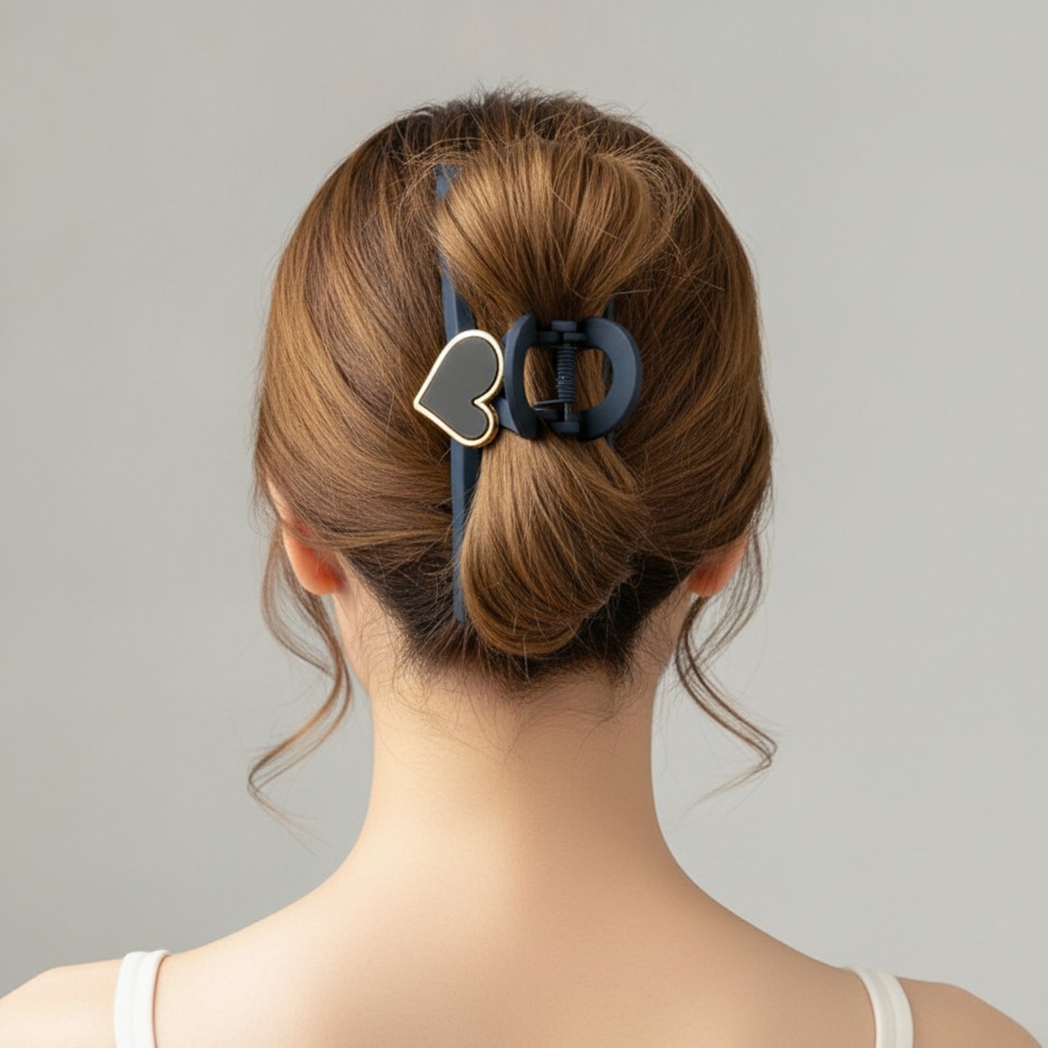 Black Heart Charm Hair Claw Clip
