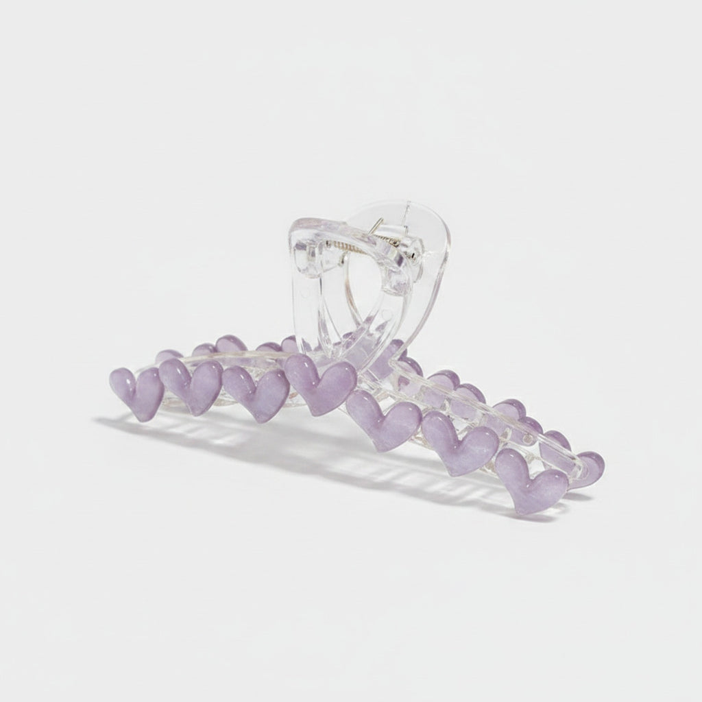 Purple Heart Beaded Hair Claw Clip – hair accessories (view 1)