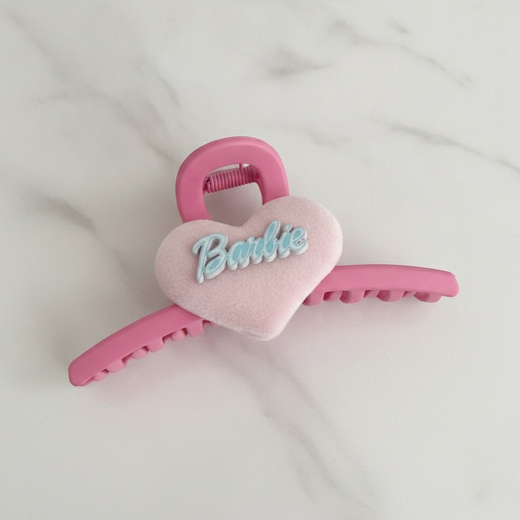 Pink Velvet Heart Hair Claw Clip – hair accessories (view 2)