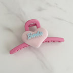Pink Velvet Heart Hair Claw Clip – hair accessories (view 2)