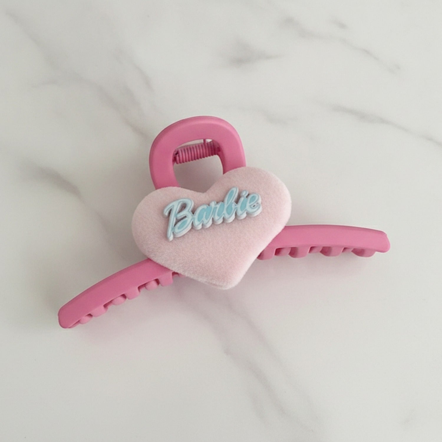 Pink Velvet Heart Hair Claw Clip