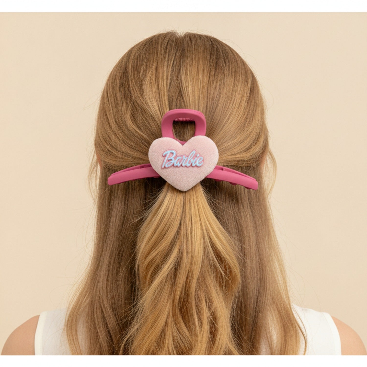 Pink Velvet Heart Hair Claw Clip