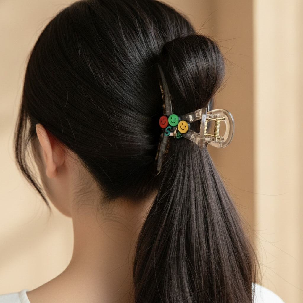 Smiley Face Hair Claw Clip Charm – hair accessories (view 3)