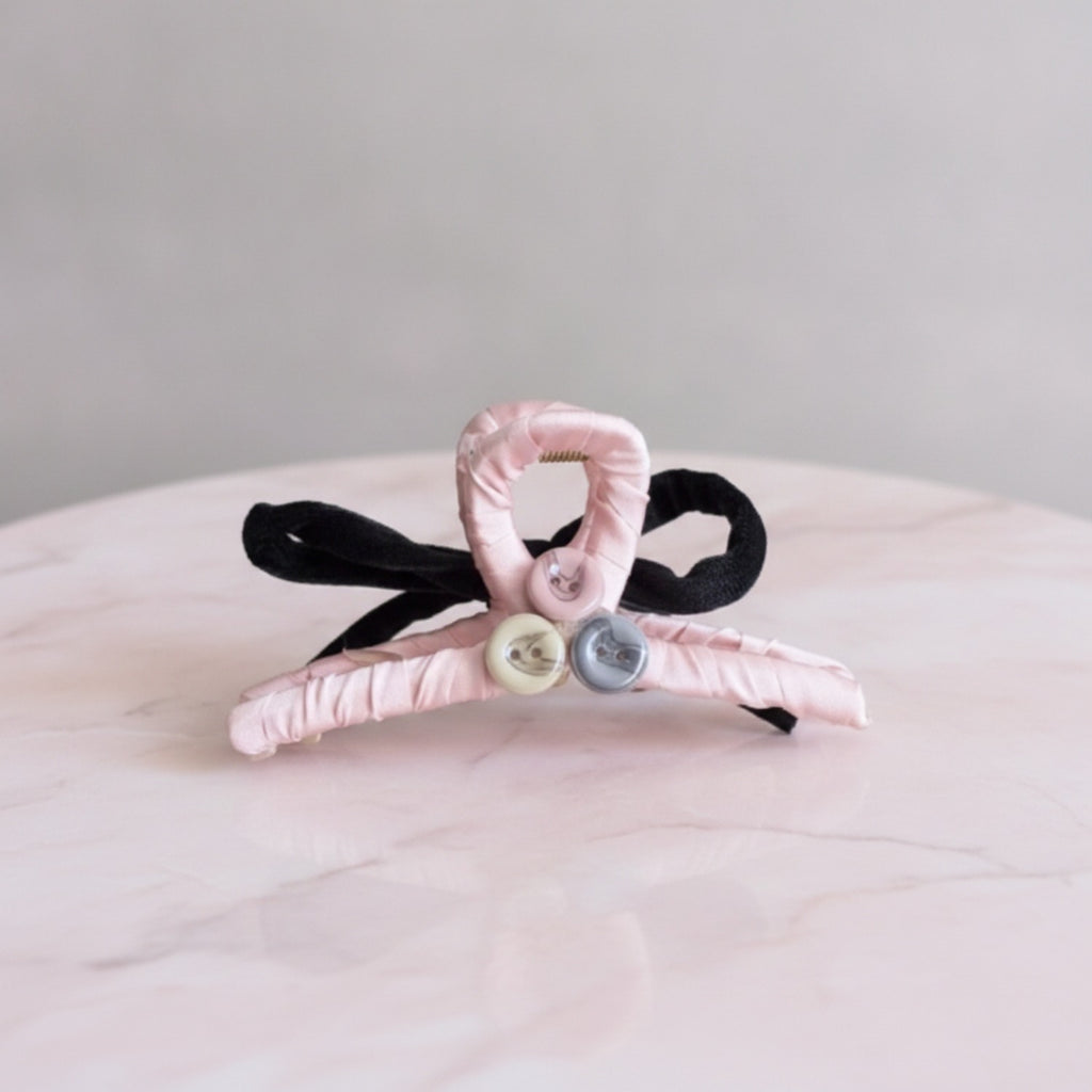Pink And Black Claw Hair Clip With Pearls – hair accessories (view 2)