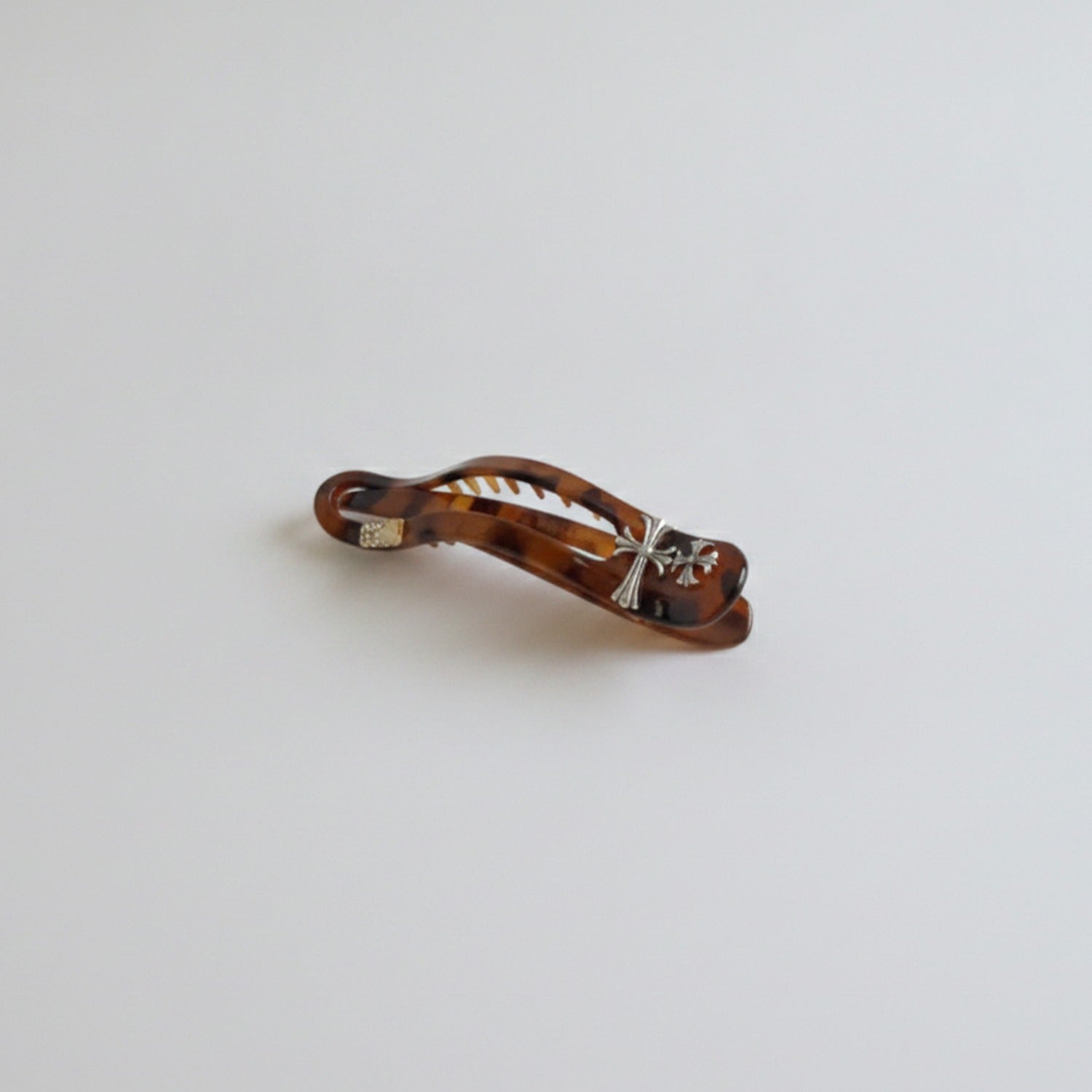 Tortoiseshell Hair Claw With Silver Cross Charm