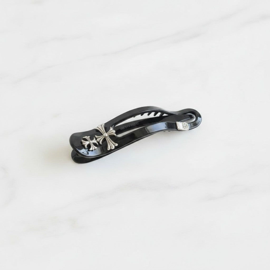 Cross Charm Black Hair Claw