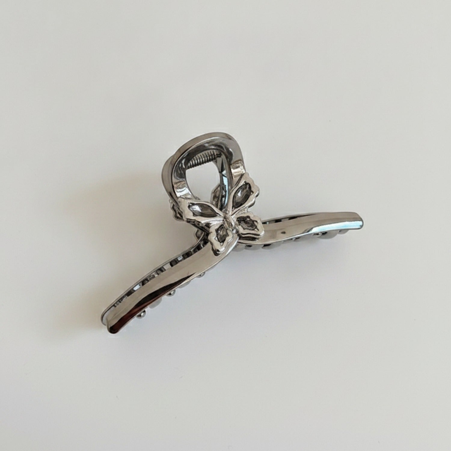 Silver Butterfly Beaded Hair Claw Clip