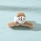 Beige Fluffy Sleeping Face Hair Claw – hair accessories (view 2)