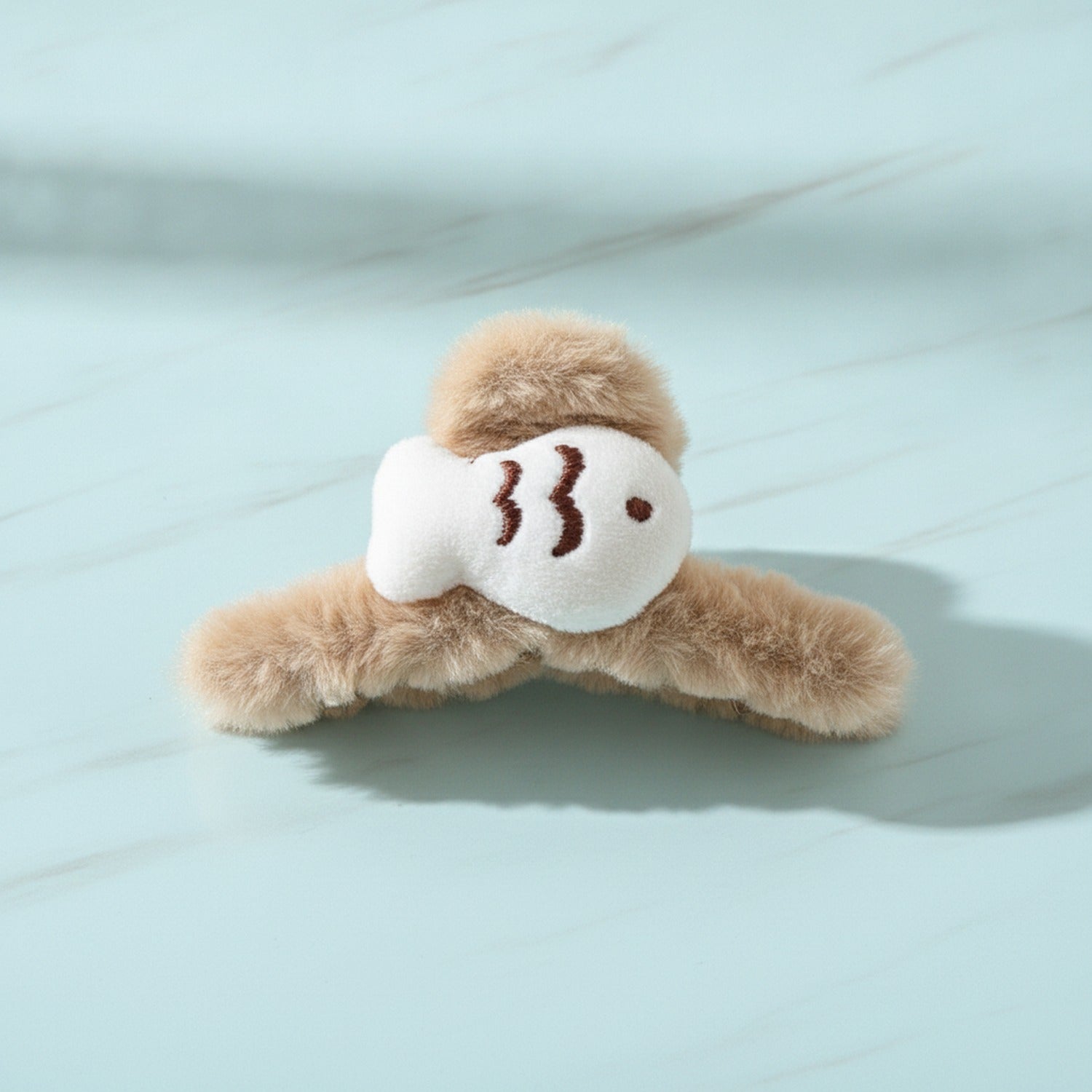 Beige Fluffy Sleeping Face Hair Claw