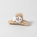Beige Fluffy Sleeping Face Hair Claw – hair accessories (view 1)