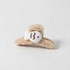 Beige Fluffy Sleeping Face Hair Claw – hair accessories (view 1)