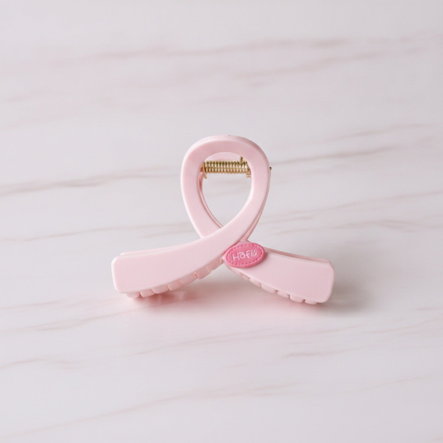 Pink Twisted Hair Claw Clip With Gold Accent