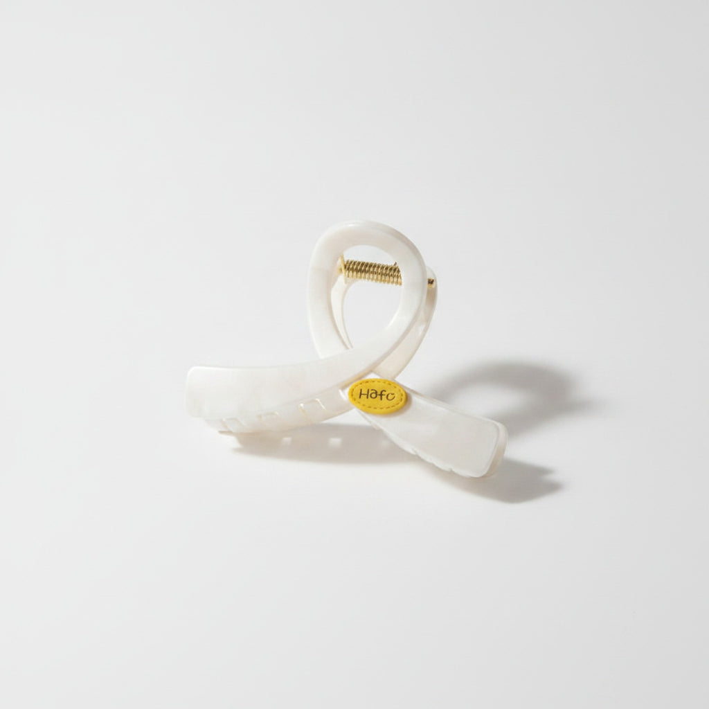 Cream Pearl Hair Claw With Gold Charm – hair accessories (view 1)