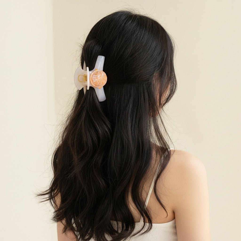 Citrus Slice Peach Pearl Hair Claw – hair accessories (view 3)