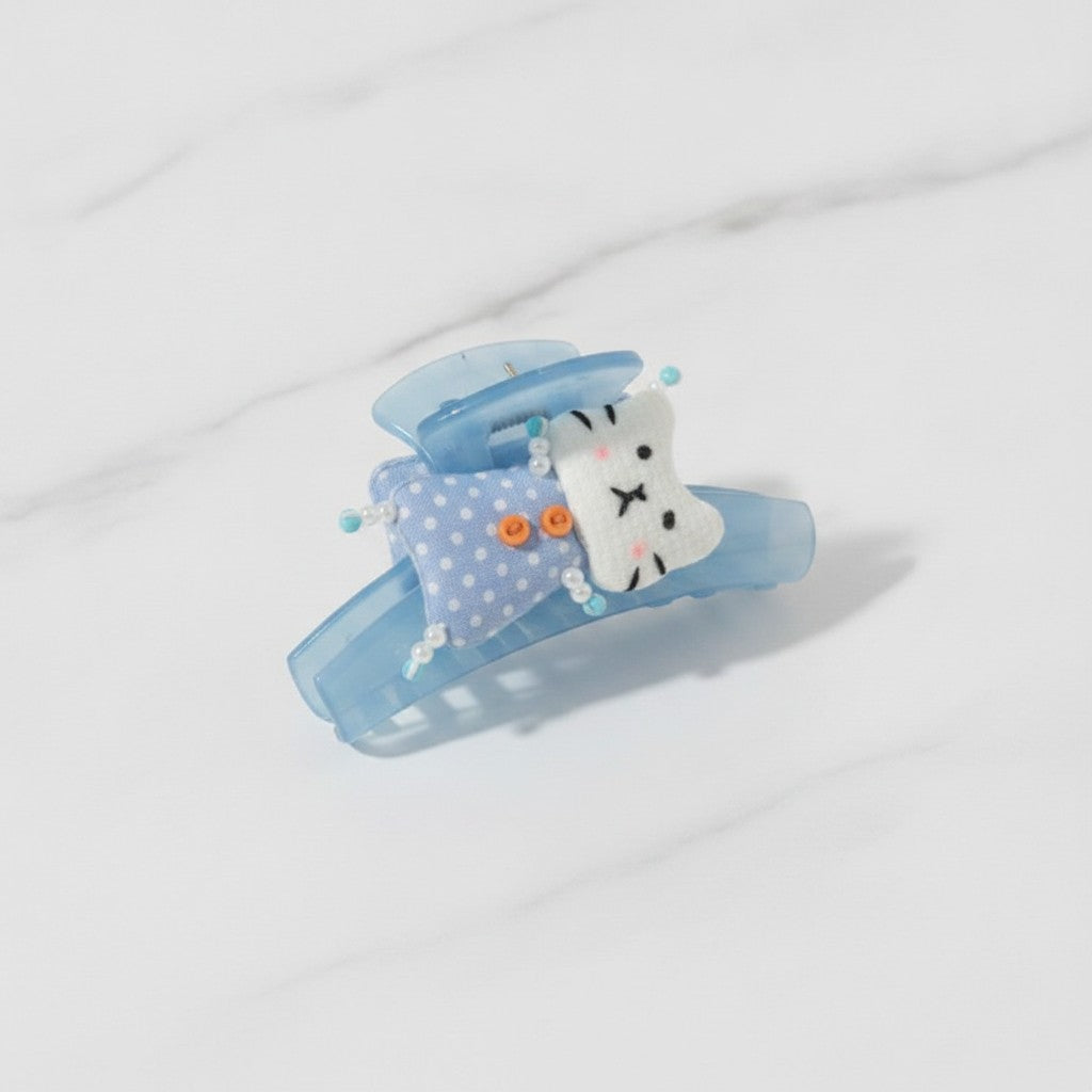 Blue Polka Dot Cloud Hair Claw Clip – hair accessories (view 3)
