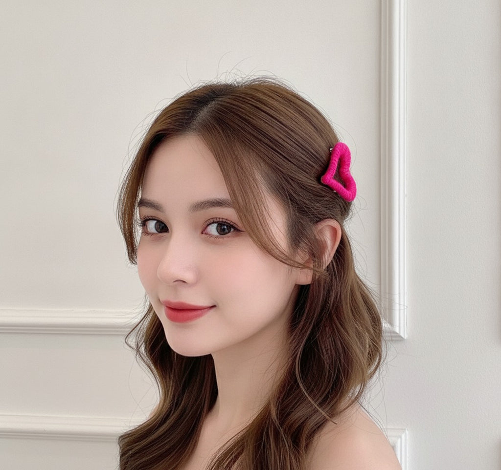 Textured Heart Hair Claw - Magenta – hair accessories (view 3)