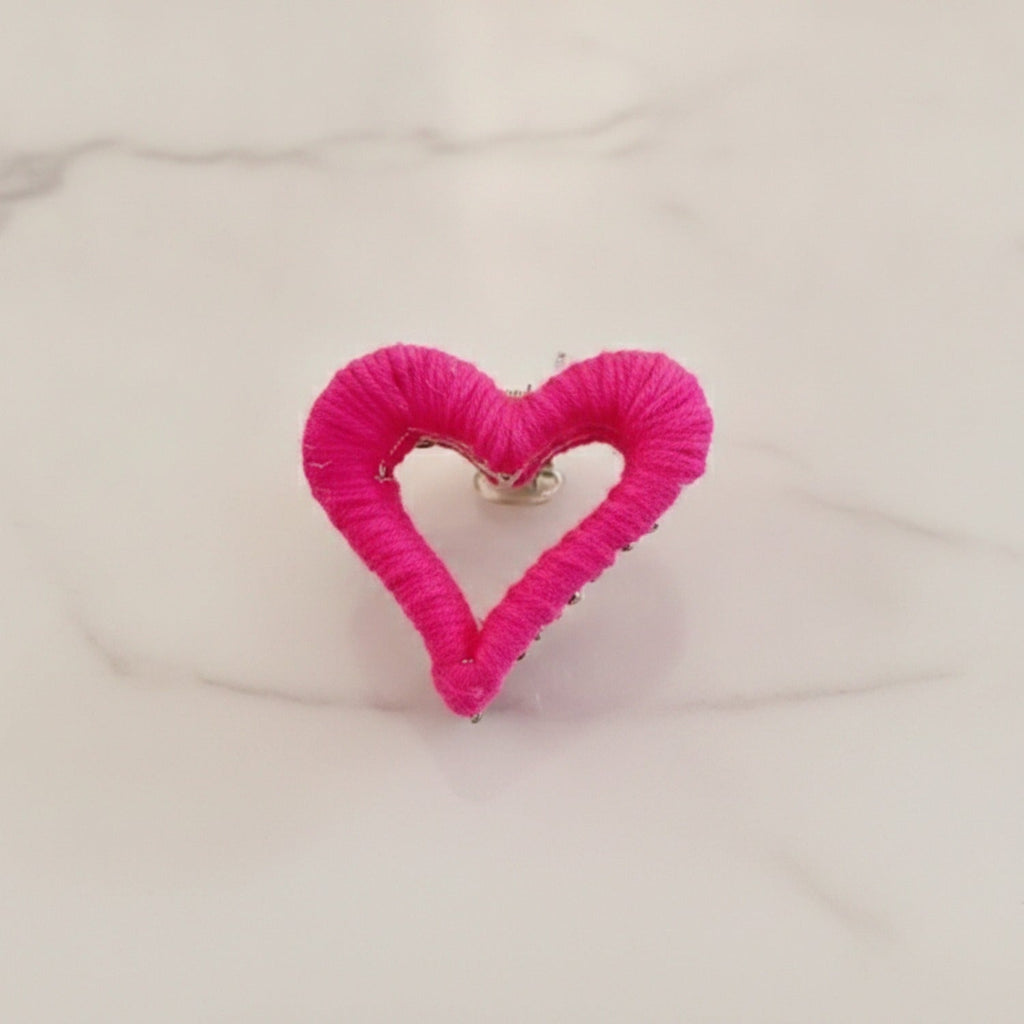 Textured Heart Hair Claw - Magenta