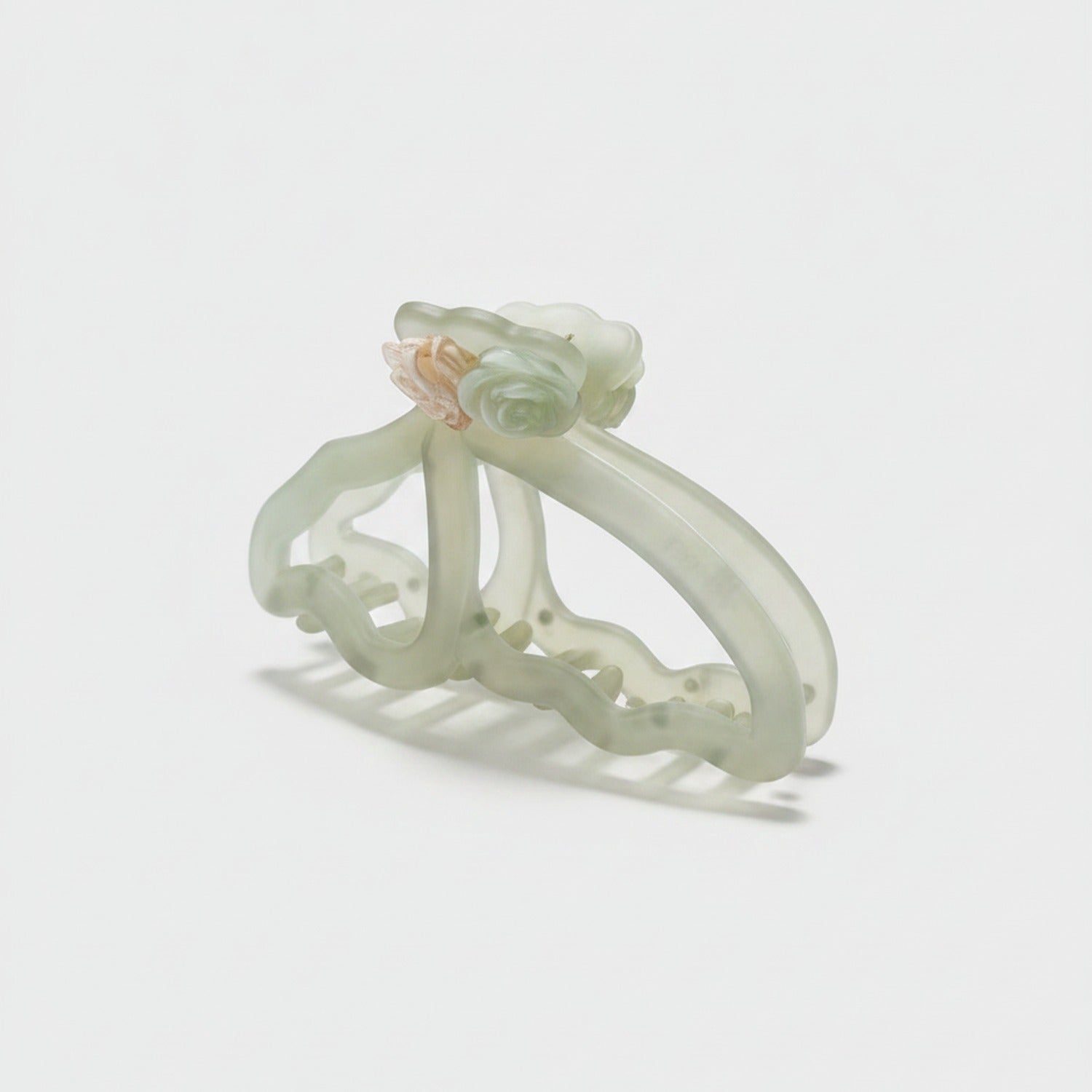 Rose Flower Hair Claw Clip - Clear Green Flower Claw Clip