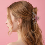 Rose Flower Hair Claw Clip - Transparent Pink Flower Hair Clip