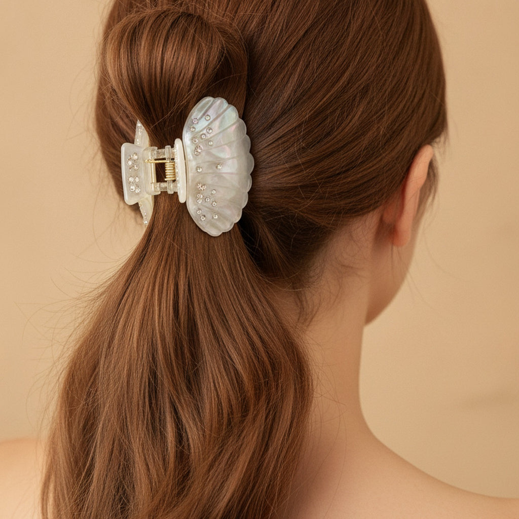 Pearl Beaded Shell Hair Claw Clip – hair accessories (view 3)