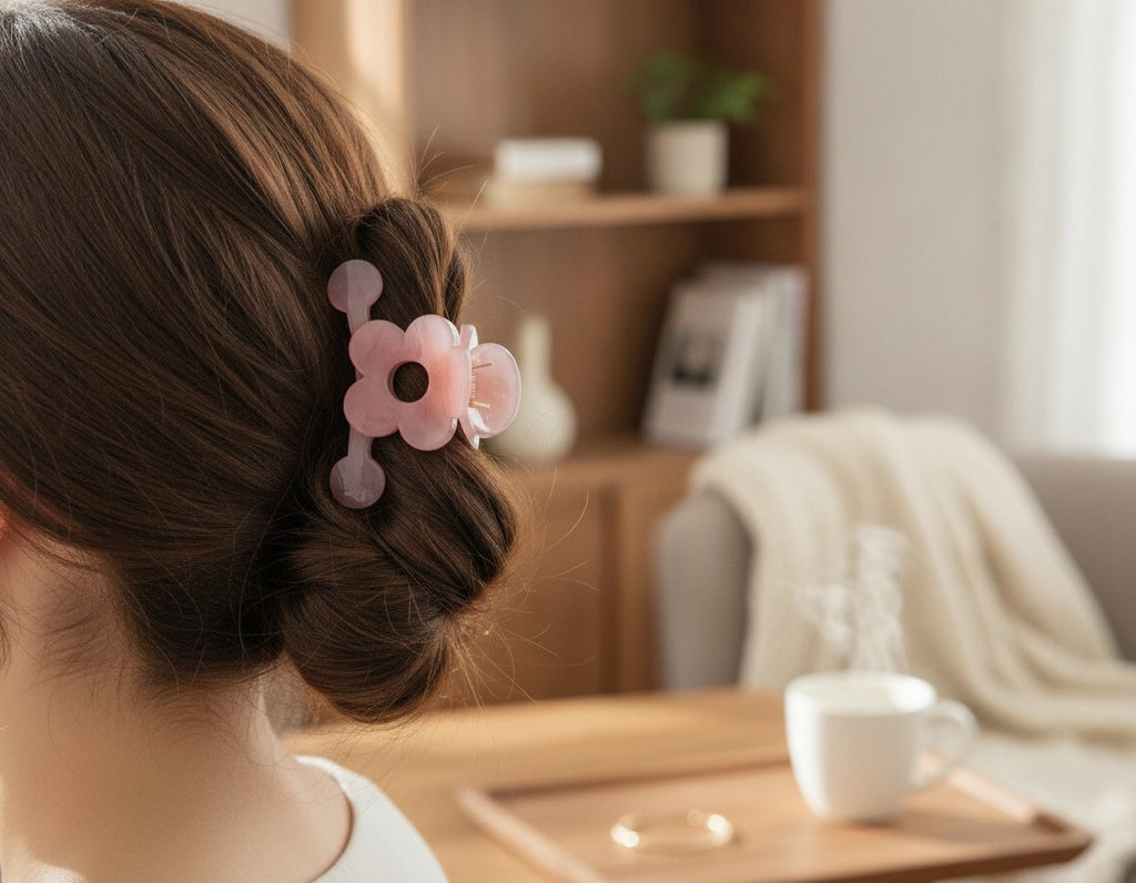 Flower Translucent Hair Claw Clip - Soft Pink Flower Claw Clip – hair accessories (view 2)