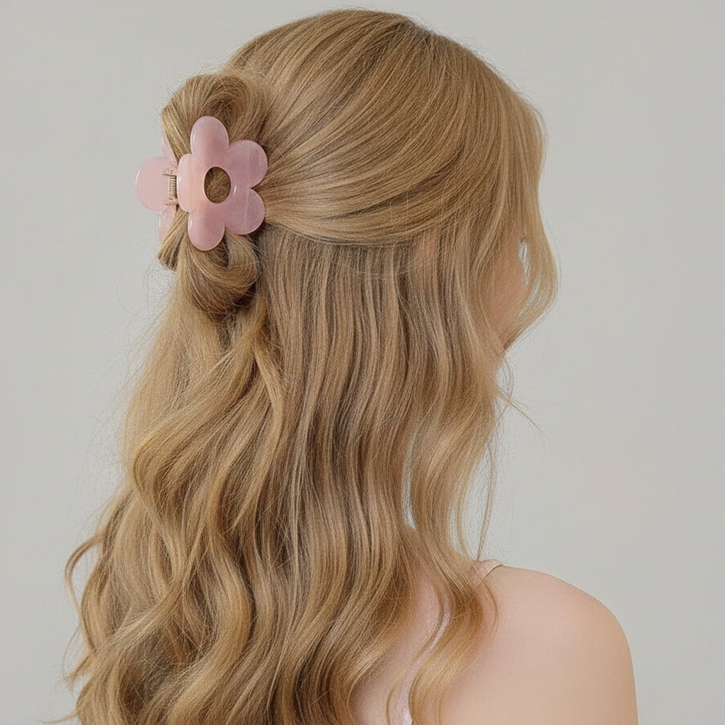 Flower Translucent Hair Claw Clip - Soft Pink Flower Claw Clip