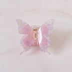 Butterfly Pearl Beaded Hair Claw Clip - Rainbow Pink 8.5cm