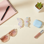 Butterfly Pearl Beaded Hair Claw Clip - Rainbow White 8.5cm – hair accessories (view 2)