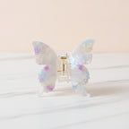 Butterfly Pearl Beaded Hair Claw Clip - Rainbow White 8.5cm