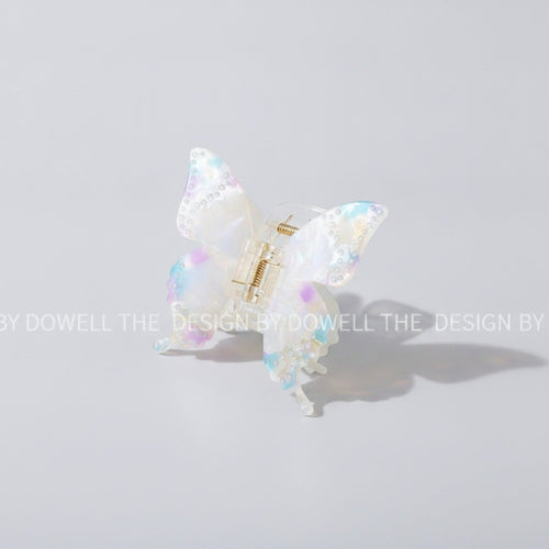 Butterfly Pearl Beaded Hair Claw Clip - Rainbow White 8.5cm – hair accessories (view 1)