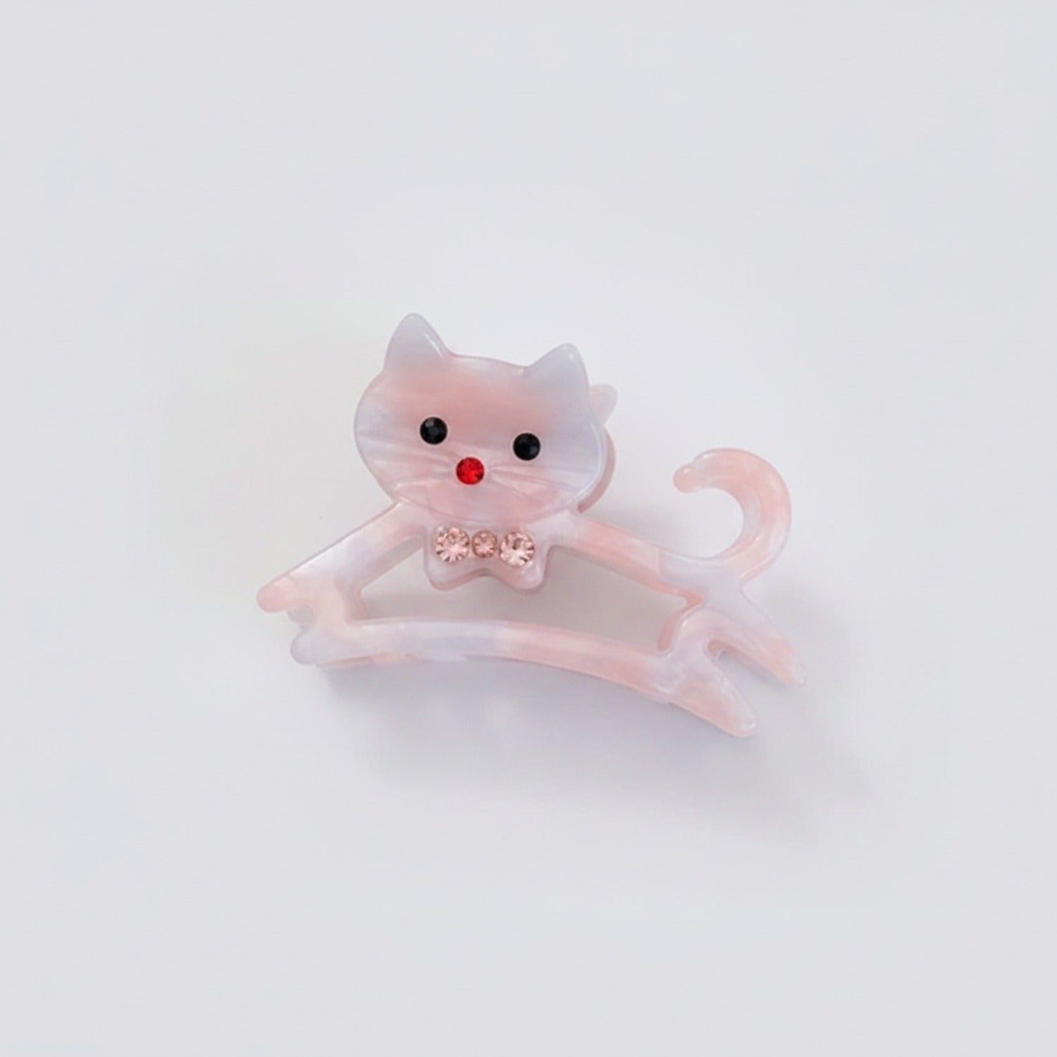 Cat Hair Claw With Rhinestone Bow - Mauve 6.1cm