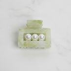 Pearl Accent Marble Hair Claw Clip - Teal