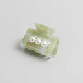 Pearl Accent Marble Hair Claw Clip - Teal